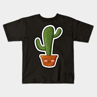 Kawaii cute cactus sticker Kids T-Shirt